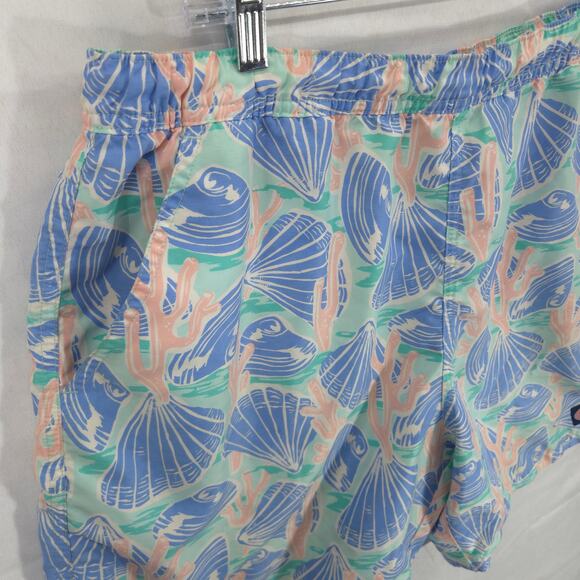 Vineyard Vines Swim Trunks Mens Large Seashell Coral Pockets Drawstring Unlined - Picture 2 of 10